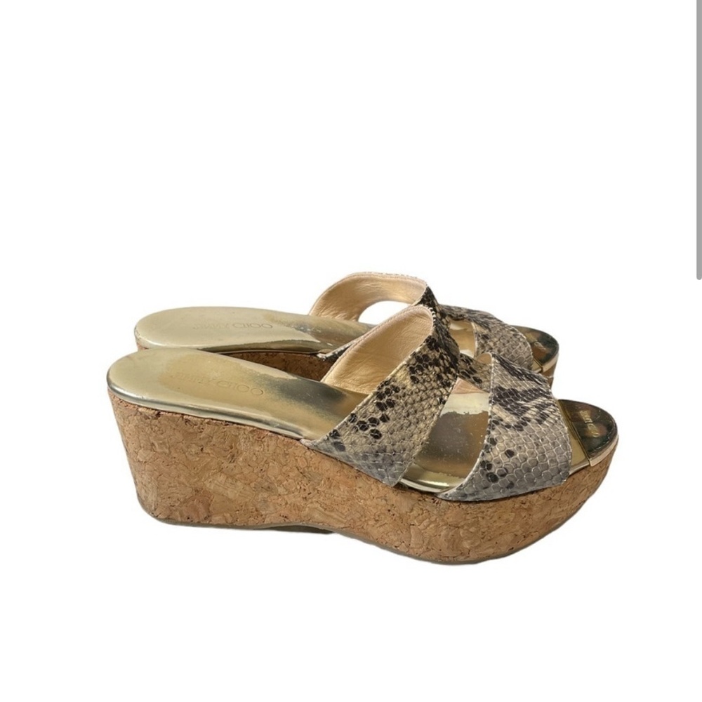Jimmy Choo Snakeskin Wedge Sandals Sz 40